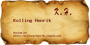 Kolling Henrik névjegykártya